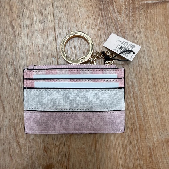 Victoria's Secret Pink, Cream & White Striped Cardholder Keyring - Picture 2 of 2